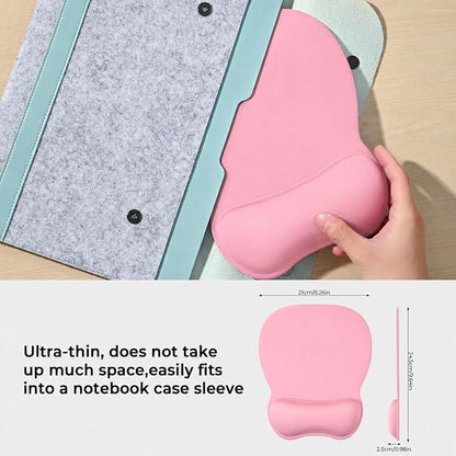 EooCoo Ergonomic Mouse Pad with Wrist Support, Mousepad with Memory Foam Wrist Rest and Non-Slip Base for Computer, Cafe, Home & Office, 9.64 x 8.26 in Office Desk Accessories