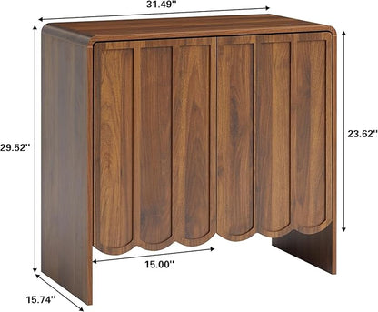 ORRD Sideboard Buffet Cabinet Set of 2, Accent Storage Cabinets with 2 Doors, Farmhouse Wood Cabinet with Adjustable Shelves and Wave Panel for Living Room, Dining Room, Entry - Walnut | 2 Doors, Adjustable Shelves, Wave Panel