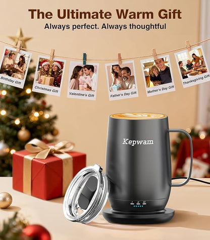Kepwam Heated Coffee Mug T2-Plus, 20oz Leading Large Capacity Self Heating Coffee Mug, Up to 8 Hrs Battery & Hot Up to 149℉, Smart Coffee Mug for Women, Men
