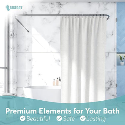 BigFoot Shower Curtain Hooks, Stainless Steel, Rust Resistant, Easy Installation & Smooth Glide, Fits Standard Shower Rods, 2 Hook Rings Hold Liners & Curtains, 12 Pieces, Nickel Color