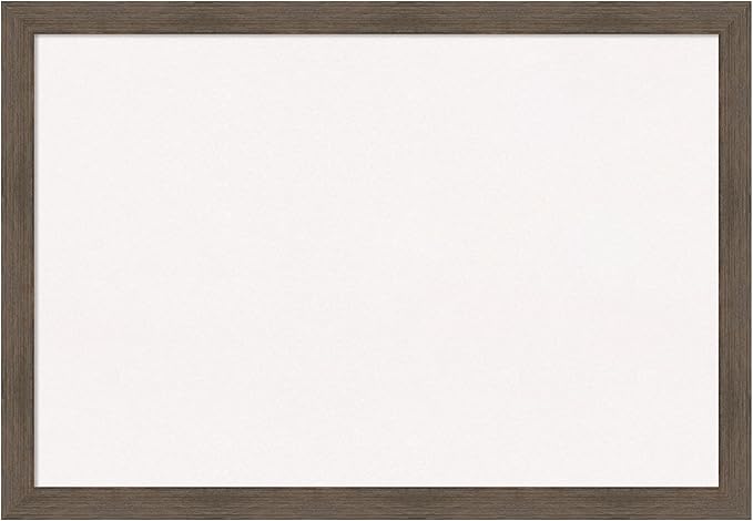 Amanti Art White Cork Board for Wall, 27x39 Vision Board with Brown Wood Frame, Large Corkboard Office Decor for Home Organization, Rustic Farmhouse Corkboard Pinboard to display items for home