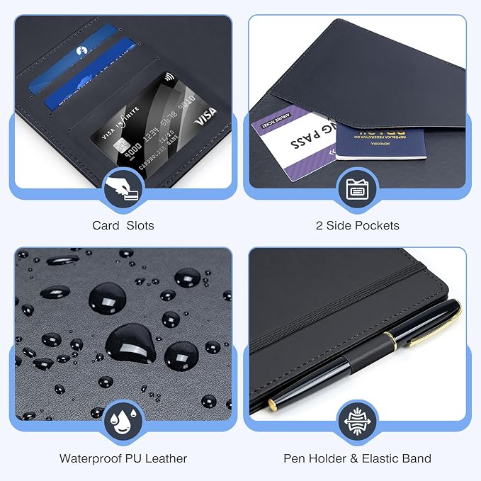Ospelelf Leather Binder with 58 Plastic Sleeves, 3 Ring Presentation Binder for 8.5x11, Portfolio Organizer with 8 Tabbed Sleeves & Zipper Pocket for Documeents, Artwork, Certificates Black