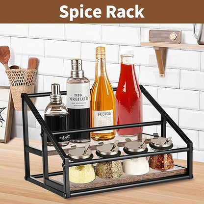 YQBRAO 2-Tier Coffee Syrup Organizer - 8 Bottle Rack for Coffee Bar, Kitchen Station - Stand and Holder for Syrup, Wine, Dressing