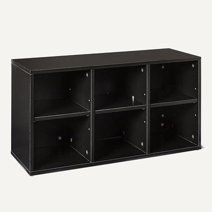 Amazon Basics Shoe Storage Bench with Cushion, 6 Cubbies, Adjustable Storage Shelves, Black