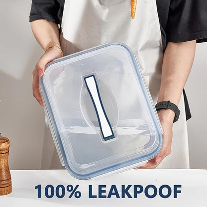 Large Glass Storage Containers with Lids 201oz Extra Large Big Airtight Glass Food Storage Containers for Rotisserie Chicken Watermelon Leftovers Marinade Turkey, BPA Free, Dishwasher Safe
