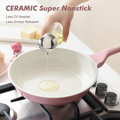 SENSARTE Nonstick Ceramic Frying Pan 11-Inch, Healthy Non Toxic Skillet, Induction Compatible Omelet Pan with Heat Resistant Handle, PFAS-Free