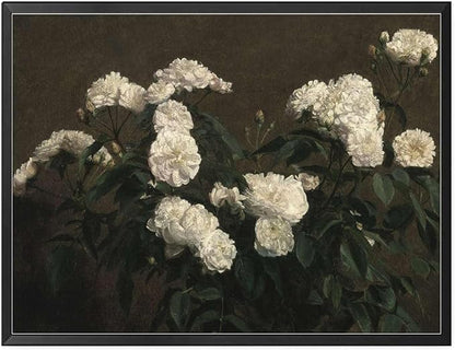 Canvas Painting Poster and Print Flower Painting French Country Decor Vintage Painting Antique Flower Print Vintage Flower Print Living Room and Bedroom Office Decoration 16x24inch Metal Frame