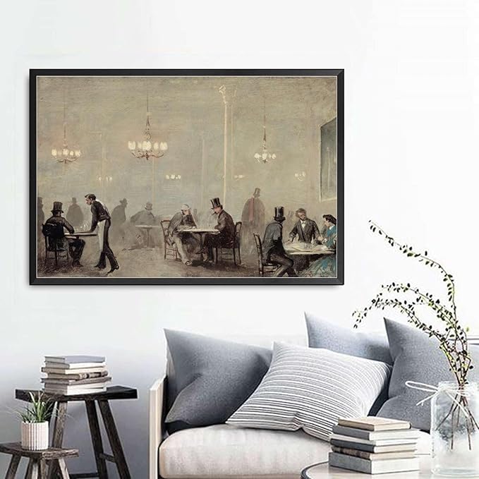 SENLYCH Canvas Painting Poster and Print Pictures Vintage Bar Cart Print Bar Cart Wall Decor Moody Wall Art Bar Wall Art Modern Home and Bedroom Decoration 12x18inch Metal Frame