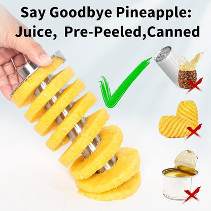 Newness Pineapple Corer and Slicer Tool, Robust Pineapple Core Remover with Upgraded Cutter & Reinforced Thicker Blade, Stainless Steel Kitchen Fruit Gadget for Diced Pineapple Rings (Black)