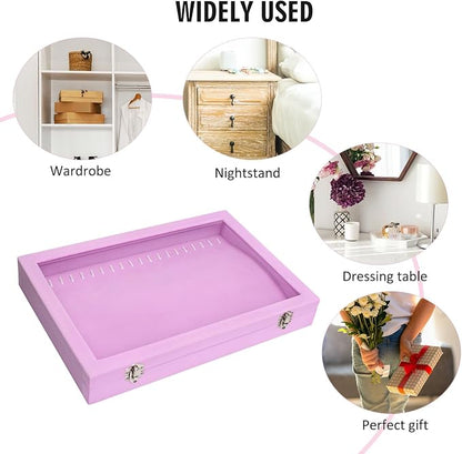 Vicoter Velvet Necklace Display Jewelry Tray 20 Hook Necklace Tray Necklace Pendant Jewelry Tray for Women and Girls