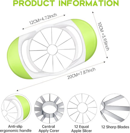Supercenter Apple Cutter, Apple Corer and Slicer - 4.72 Inch Apple Slicer | Stainless Steel Apple Corer Tool with 12 Super Sharp Blades, lightweight Apple Slicer and Corer with Anti-slip Handle