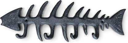 Wallcharmers Large Fish Bone Key, Leash, & Towel Holder | Nautical Home & Wall Decor
