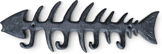 Wallcharmers Large Fish Bone Key, Leash, & Towel Holder | Nautical Home & Wall Decor