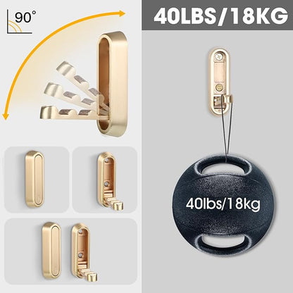 Dntorx Folding Coat Hooks, 6 Pcs Foldable Gold Wall Hooks Heavy Duty Foldable Hook Bathroom Towel Hooks Robe Hooks Wall Mounted for Hanging Coat Towels Clothes Hat Bags Keys