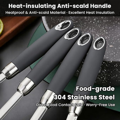 Stainless Steel Cooking Utensils Set 11 Piece - Xhiver Kitchen Tools 18/0 Heavy Duty for Grilling & Serving, Includes Slotted Spatula, Soup Ladle, Metal Turner & More, Heat Resistant, Dishwasher Safe