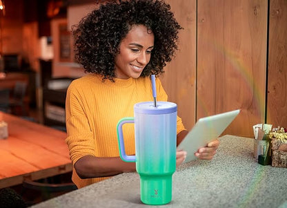 Meoky 40oz Tumbler with Handle, Leak-proof Lid and Straw, Insulated Coffee Mug Stainless Steel Travel Mug, Keeps Cold for 34 Hours or Hot for 10 Hours (Fairyland)