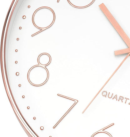 Foxtop 14 Inch Large Silent Non-Ticking Rose Gold Wall Clock Battery Operated Round Quartz Modern Wall Clock Decorative for Living Room Bedroom Kitchen Home Office