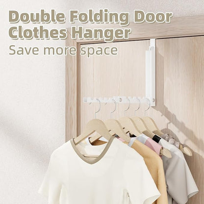 BAKON Over The Door Hooks, Small Space Double Folding Portable Over The Door Drying Rack for Laundry, Bathroom, Bedroom, Travel Storage and Drying (2Pack,White)