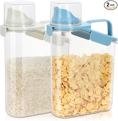 TBMax 2 Pack Rice Container Cereal Storage Container 3.2 Quarts, Kitchen Pantry Dry Food Storage Holder with Easy-Pouring Spout & Handy Cup, Small Pet Dog Cat Food Dispenser for Daily Feeding