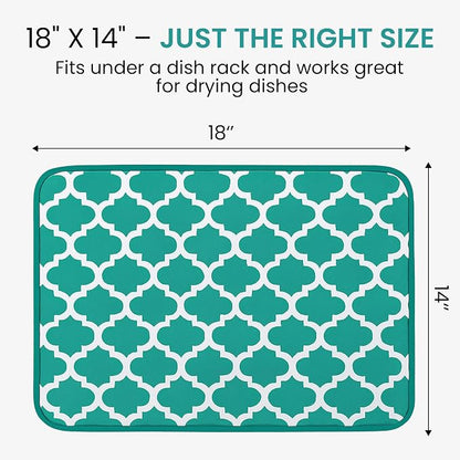 Dish Drying Mat for Kitchen Counter - 18 x 14 Inch Large Super Absorbent Microfiber Dish Drying Pad, Machine Washable Quick Dry Under Dish Rack Mat, Counter Protector for Dishes Pots Pans, Coffee Bar