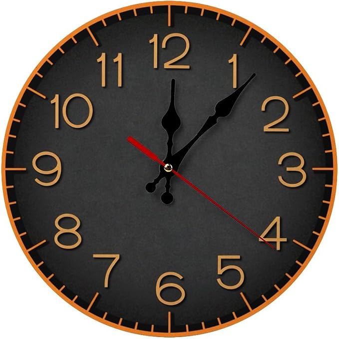 Wall Clock， Modern Non Ticking Wall Clocks Battery Operated， Brown Wooden Wall Clocks for Kitchen， Living Room， Bedroom， Office， Bathroom Decorative Home Decor Clock， 160 25 * 25cm