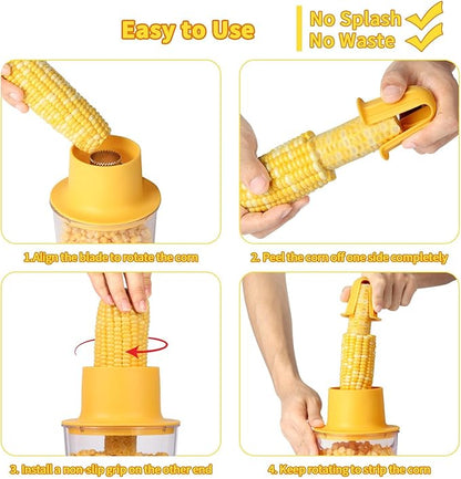 LIIGEMI Corn Cob Strippe,Corn Peeler for Corn on the Cob,Corn Kernel Remover Tool with Anti Slip Cover,Corn Cutter Easy to Use