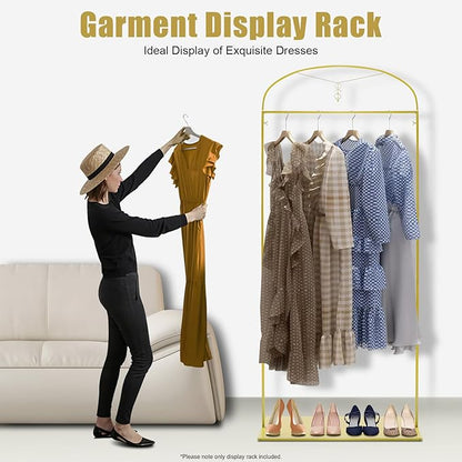 91" Gold Garment Rack Metal Freestanding Garment Rack Wedding Dress Display StandStore Hanging Clothes Rack Clothing Display Rack for Hanging Long Dresses