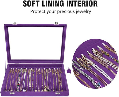 Vicoter Velvet Necklace Display Jewelry Tray 20 Hook Necklace Tray Necklace Pendant Jewelry Tray for Women and Girls