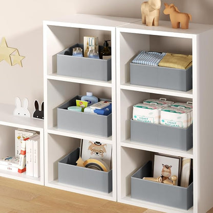 DIMJ Closet Storage Bins 8 Pack - Fabric Storage Baskets for Shelves, Large Clothes Organizers with Handles, Trapezoid Shelf Organization Storage Cubes for Purse, Toys, Books, Towel, Clothes