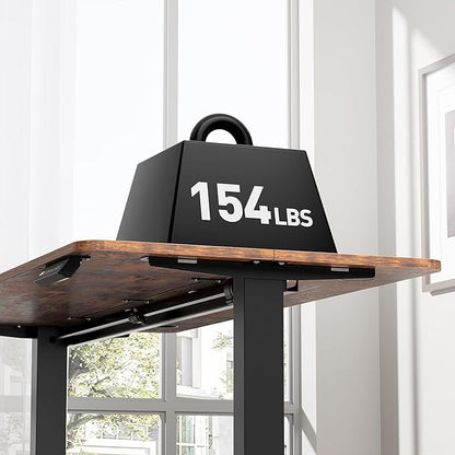 Electric Standing Desk Adjustable Height 55 x 24 Inch, Large Sit Stand Desk, Stand up Desk for Home Office, Computer Workstation (Spliced Desktop,Brown)