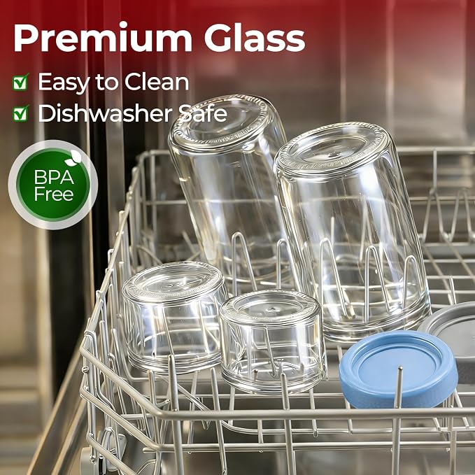 4 Pack Glass Yogurt Parfait Cups with Lids, 16+4oz Reusable Containers with Dry & Wet Separation, Leak-Proof for Overnight Oats, Meal Prep, Portable to Work & School, Easy Clean