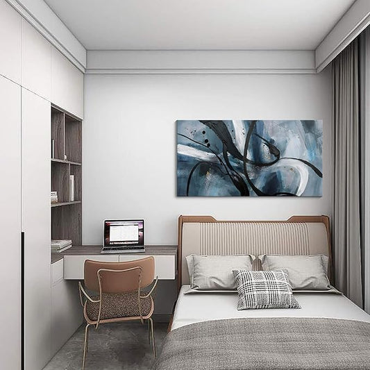 Abstract Canvas Wall Art Black And White Graffiti Lines Simple Art Modern Abstract Artwork Canvas Prints Canvas Picture Contemporary Wall Art Bedroom Living Room Office Decoration Framed 20x40