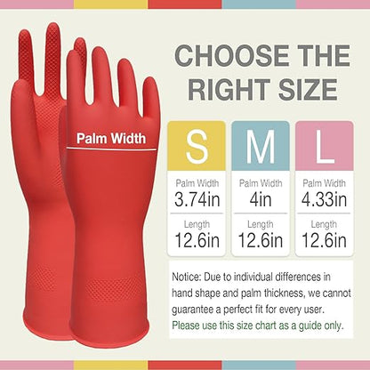 Kitchen Gloves for Washing Dishes - 5 Pairs Rubber Cleaning Gloves for Household Cleaning Gardening, Non-Slip Dishwashing Gloves Reusable for Women Men Large