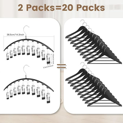 Legging Organizer for Closet,Leggings Hangers for Closet 2 Pack Pants Hangers w/10 Clips, Space Saving Hangers Closet Organizers and Storage for Pants Skirts Scarf Legging