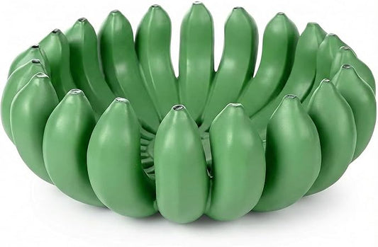 NATURABOWL Banana fruit bowl holder 12 inch Large Basket fruit storage - Centerpiece for Kitchen,Dining Table & Entryway - Home Decor - functional fruit storage - Unique gifts ideas. (Green)