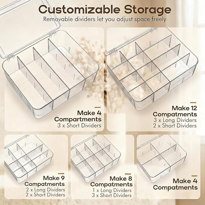 Tea Bags Organizer: Extra Large Tea Bag Holder with Lid - Drink Packets Organizer for Cabinet, Counter, Countertop, TeaBag Holder for 16 Different Types (Large)