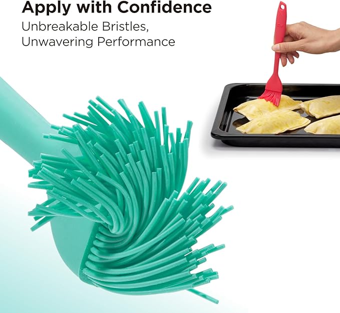 Kitchen Mama WaltzGrip Platinum Silicone Basting Pastry Brush: Set of 2 Heat-Resistant Brushes Utensils for Cooking, Baking, Grilling, Barbecue, and Spreading Oil, Butter, Egg - Dishwasher-Safe (Teal)