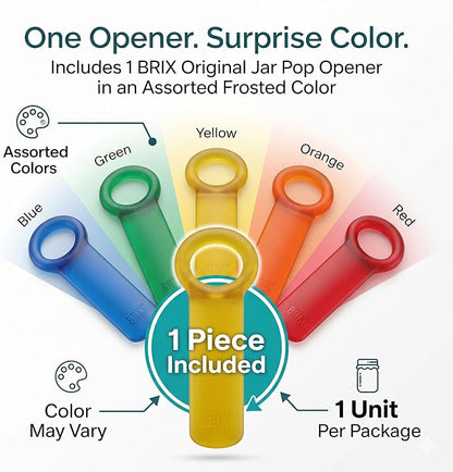 Brix Original Jar Pop Opener, Great for Kids, Arthritis, and Carpal Tunnel Sufferers, Assorted Frosted Colors (Color May Vary) Pack of 1