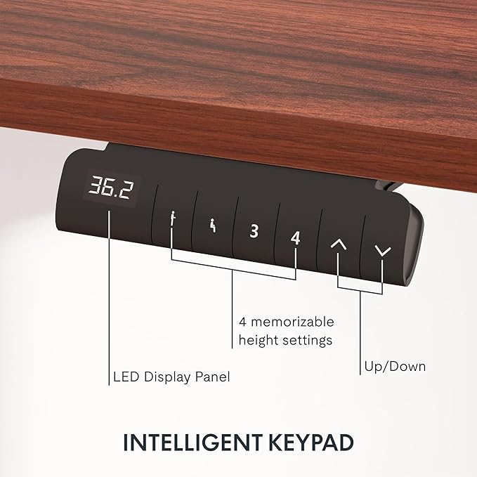 FLEXISPOT E6 Essential 3 Stages Dual Motor Electric Standing Desk 48x24 Inch Whole-Piece Board Height Adjustable Desk Electric Sit Stand Desk(White Frame + Mahogany Desktop, 2 Packages)