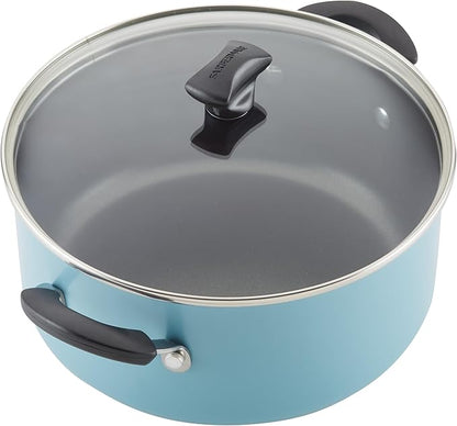 Farberware Cookstart DiamondMax Nonstick Cookware/Pots and Pans Set, Dishwasher Safe, Includes Baking Pan and Cooking Tools, 15 Piece - Aqua