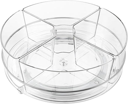 Lazy Susan Organizer, 9 inch Rotating Storage Organizer with 4 Removable-Bins,Turntable Organizer for Fridge, Kitchen, Vanity, Cabinet