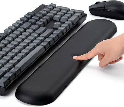 PU Leather Keyboard Wrist Rest, Ergonomic Memory Foam Wrist Support for Pain Relief, Waterproof & Easy to Clean Hand Rest Pad for Office, Gaming & Mechanical Keyboards (Classic Black)