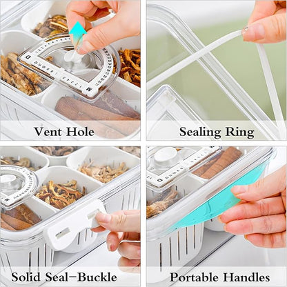 Eanpet 2Pack Divided Snackle Box Charcuterie Container Poratble Bacon Container for Refrigerator 3 Compartment Serving Veggie Tray with Lid Portable Travel Fruit Caddy for Cheese,Candy,Ham,Salad