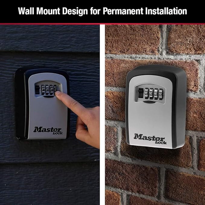 Master Lock Set Your Own combination Wall Mount Lock Box, 5 Key capacity, Black 5401EC