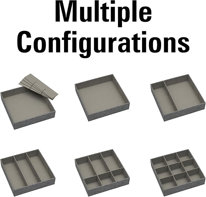 Household Essentials 3 Piece Drawer Organizers Starter Set, Customizable Inserts, Large Tray and 2 Small Trays, Graphite