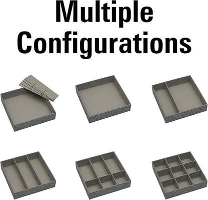 Household Essentials 3 Piece Drawer Organizers Starter Set, Customizable Inserts, Large Tray and 2 Small Trays, Graphite