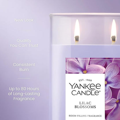 Yankee Candle Large Tumbler Scented Candle with up to 80 Hour Burn Time, Premium Plant Wax Blend for Consistent Burn, 20 oz Tumbler Candle with Room Filling Fragrance, Lilac Blossoms
