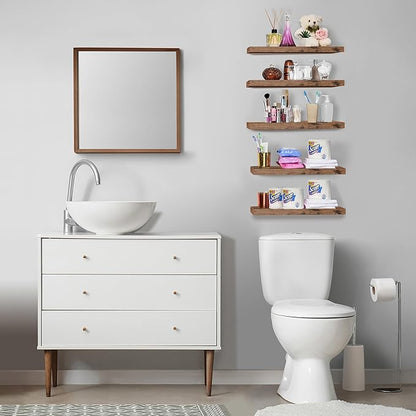 Sorbus Floating Shelves for Wall, Bathroom Shelves Wall Mounted for Kitchen, Bedroom, Living Room, Bathroom Storage, Over Toilet, Hanging Book Shelf for Ｗall Home Decor (Mahogony, 5 Pack)