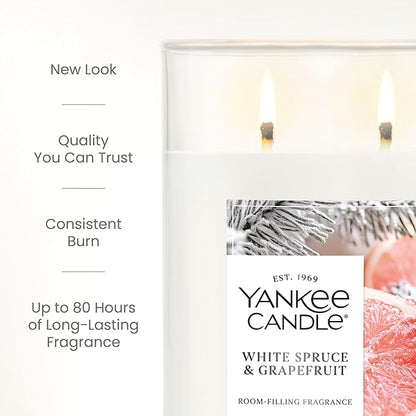 Yankee Candle Large Tumbler Scented Candle with up to 80 Hour Burn Time, Premium Plant Wax Blend for Consistent Burn, 20 oz Tumbler Candle with Room Filling Fragrance, White Spruce & Grapefruit