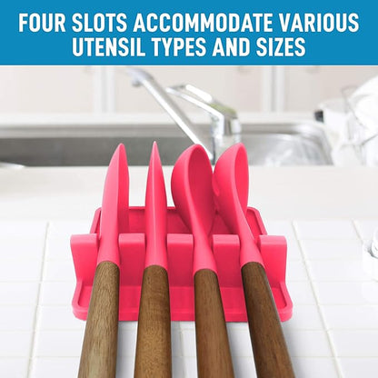 Zulay Kitchen Silicone Utensil Rest with Drip Pad for Multiple Utensils - BPA-Free, Heat-Resistant Spoon Rest & Spoon Holder for Stove Top - Kitchen Utensil Holder for Ladles & Tongs - Honeysuckle